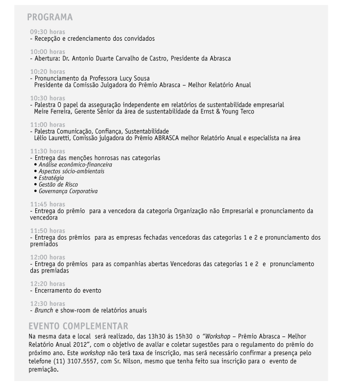 13&ordm; Pr&ecirc;mio Abrasca Relat&oacute;rio Anual
