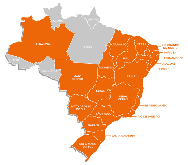 Mapa do Brasil com estados
