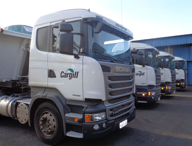 Frota própria para o transporte de farelo de soja em Uberlândia (MG).